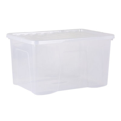 5 x Wham Crystal 60L Stackable Plastic Storage Box & Lid Clear