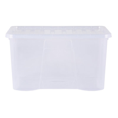 5 x Wham Crystal 60L Stackable Plastic Storage Box & Lid Clear - 3