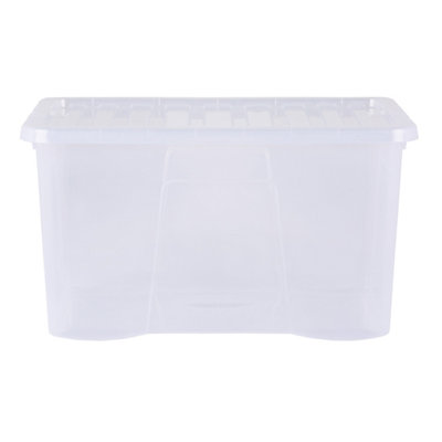 5 x Wham Crystal 60L Stackable Plastic Storage Box & Lid Clear