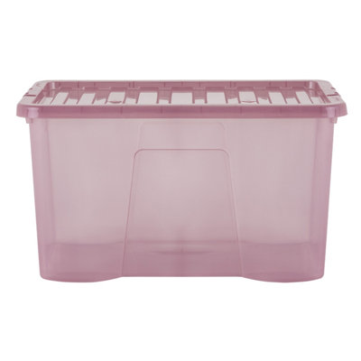 5 x Wham Crystal 60L Stackable Plastic Storage Box & Lid Tint Dusky Orchid - 3