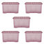 5 x Wham Crystal 60L Stackable Plastic Storage Box & Lid Tint Dusky Orchid