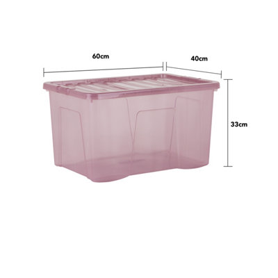5 x Wham Crystal 60L Stackable Plastic Storage Box & Lid Tint Dusky Orchid - 5