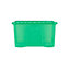 5 x Wham Crystal 60L Stackable Plastic Storage Box & Lid Tint Leprechaun Green