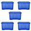 5 x Wham Crystal 60L Stackable Plastic Storage Box & Lid Tint Spectrum Blue
