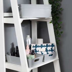 5 x Wham Plastic Studio Basket 4.01 Rectangular Cool Grey (Home & Office Storage Basket)