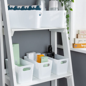 5 x Wham Plastic Studio Basket 6.01 Rectangular Ice White (Home & Office Storage Basket)