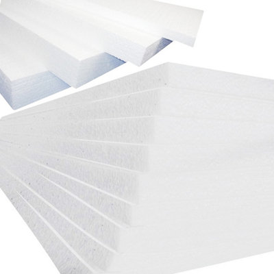 5 x White Rigid Polystyrene Foam Sheets 600x400x10mm Thick EPS70 SDN Slab Insulation Boards
