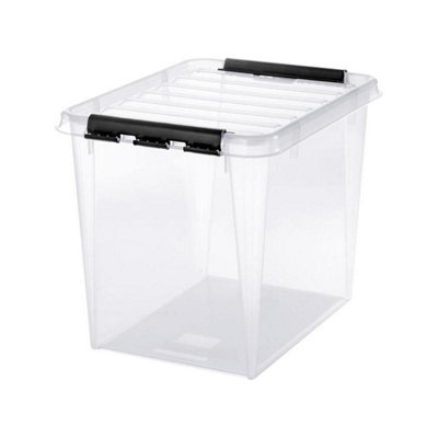 50 Classic Transparent Plastic Storage Box with Lid, 52 litre