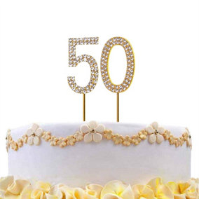 50  Gold Diamond Sparkley Cake Topper Number Year For Birthday Anniversary Party Decorations