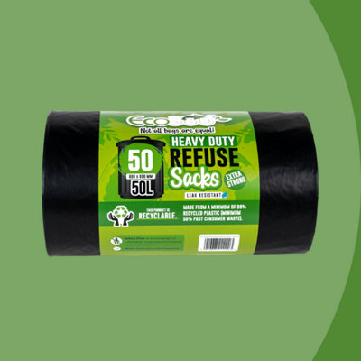 50 Heavy Duty Refuse Sacks 50L Bin Liners Bin Bags