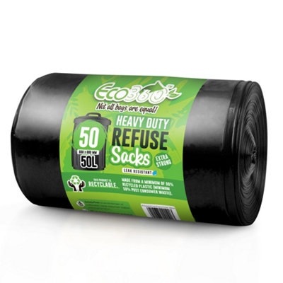 50 Heavy Duty Black Refuse Sacks - 100L Capacity, Extra Strong Thick Rubbish Bags