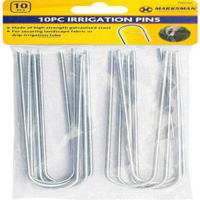 50 Irrigation Pins Metal U Hooks Ground Mesh Weed Fabric Pegs Galvanised Steel