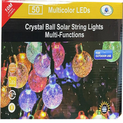 50 Led Solar Power Retro Multi Color Bulb 10M Garden String Lights Outdoor