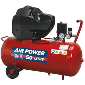 50 Litre Oil Free Air Compressor V-Twin Direct Drive - 3hp Motor - Air Regulator