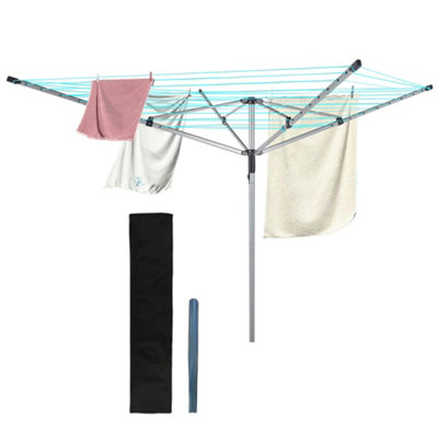 50 Metre Clothes Airer - 4 Arm Rotary Dryer Garden Outdoor Washing Line ...