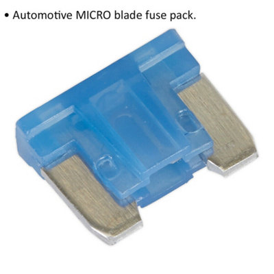 50 PACK 15A Automotive Micro Blade Fuse Pack - 2 Prong Vehicle Circuit Fuses