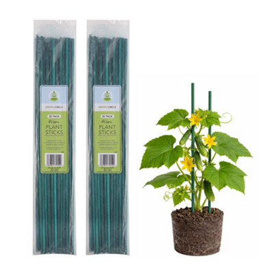 50 Pack 40CM Garden Plant Support Sticks - Green Plant Stakes for ...