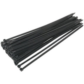 50 PACK Black Cable Ties - 350 x 7.6mm - Nylon 66 Material - Heat Resistant