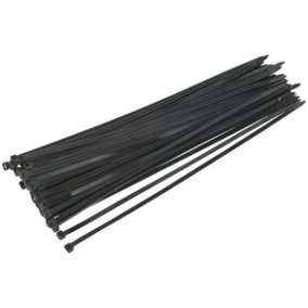 50 PACK Black Cable Ties - 450 x 7.6mm - Nylon 66 Material - Heat Resistant