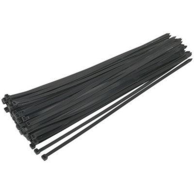 50 Pack Black Nylon Cable Ties - Heat Resistant 650 x 12mm for Home and Garden Use