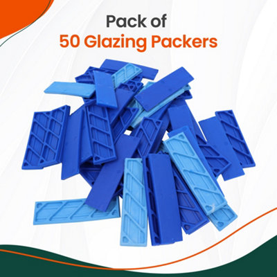 50 Pack Blue Plastic Window and Glazing Packers Spacers 5mm Thick Flat ...