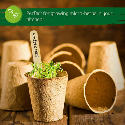 50 Pack Cardboard Seed Pots (6cm) Biodegradable Seedling Pots with Wooden Labels