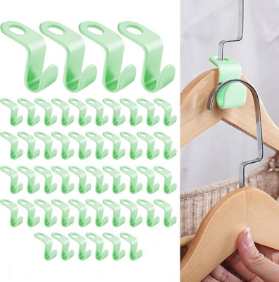 50 Pack Hanger Hooks, Extension Clip, Space Saving Connector Hooks Mini ...