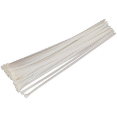 50 Pack Heat Resistant White Cable Ties - Durable Nylon 66 for Home and Workshop Use