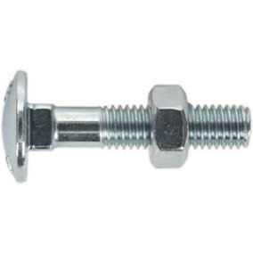 50 PACK Zinc Plated Coach Bolt and Nut - M8 x 40mm - 1.5mm Pitch - DIN 603
