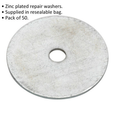 50 PACK - Zinc Plated Repair Washer - M6 x 38mm - Metric - Metal Spacer