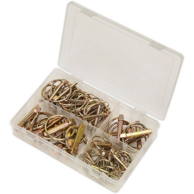 50 Piece Linch Pin Assortment - Metric Sizing - Partitioned Box - Various Sizes