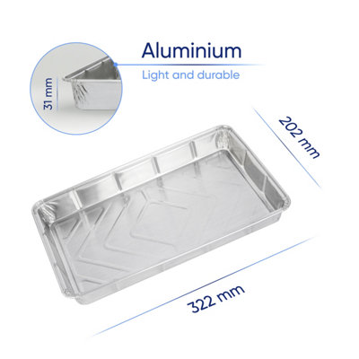 50 Pk Coppice Aluminium Foil Tray for Baking, BBQ, Roasting, Grilling & Food Storage 32 x 20 x 3cm. Freezer, Microwave & Oven Safe