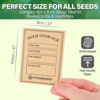 50 Seed Envelopes Small Brown Paper Packets Ideal for Seed Saving ...