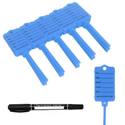 50 Self-Locking Key Tags For Cars - 8 Colors, Ideal For Dealerships & Workshops
