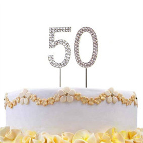 50  Silver Diamond Sparkley CakeTopper Number Year For Birthday Anniversary Party Decorations