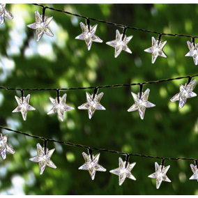 50 Star Solar Powered String Lights - Outdoor Garden White LED Fairy Light Decor for Patio, Wall, Fence, Pathway, Tree - 200cm