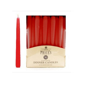 50 Tapered Red  Household Dinner Candles Prices Wax Candles 8H Burn Time 24cm