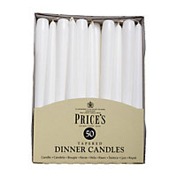 50 Tapered White Household Dinner Candles Prices Wax Candles 8H Burn Time 24cm