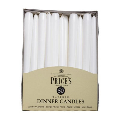 50 Tapered White Household Dinner Candles Prices Wax Candles 8H Burn Time 24cm