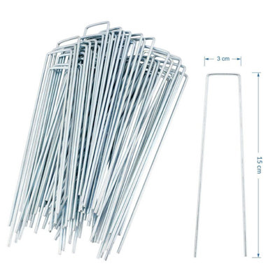 50 U-Shaped Garden Securing Pegs, Hardened Steel for Weed Control and Ground Covering