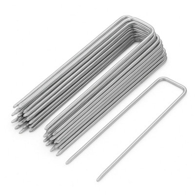 50 U-Shaped Weed Control Membrane Pegs - 6" Garden Securing Pegs for Weed fabric, Netting, Ground Sheets, fleece