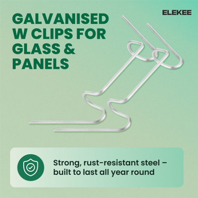 50 W Clips for Greenhouse Glass - Galvanised Spring Clips for Glazing ...