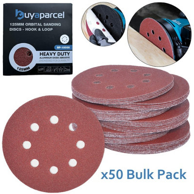 50 x 125mm Mixed Grit Orbital Sander Sanding Sheets Discs Hook Loop 40 ...