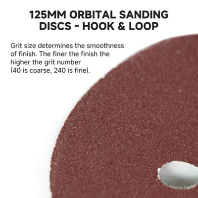 50 x 125mm Mixed Grit Orbital Sander Sanding Sheets Discs Hook Loop 40 60 80 5" - 3