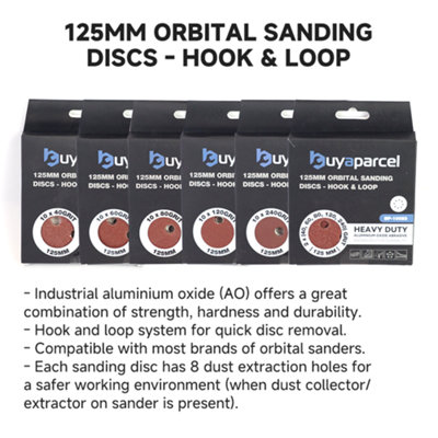 50 x 125mm Mixed Grit Orbital Sander Sanding Sheets Discs Hook Loop 40 60 80 5" - 4