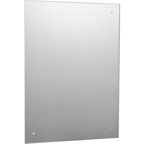 50 x 70cm Rectangle Frameless Bathroom Mirror with Pre-drilled Holes and Wall Hanging Fittings
