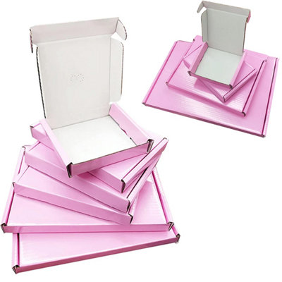 50 x Bright Pink Postal Packing Shipping Die Cut Boxes C4 Size