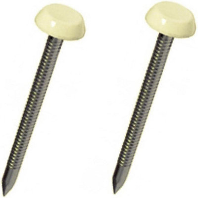 50 x Cream UPVC 30mm Poly Top Pins Plastic Headed Fascia Fixings