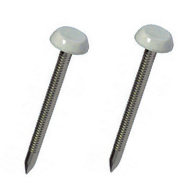 50 X LIGHT GREY UPVC 30MM POLY TOP PINS PLASTIC HEADED FASCIA FIXINGS