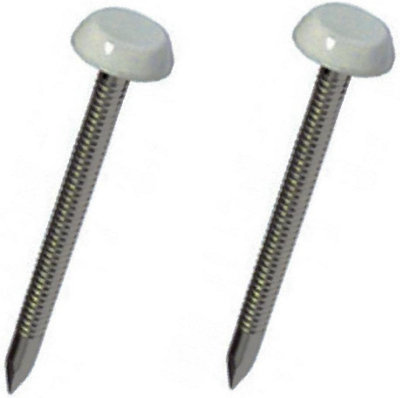 50 x Light Grey UPVC 40mm Poly Top Pins Plastic Headed Fascia Fixings